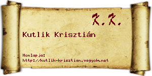 Kutlik Krisztián névjegykártya