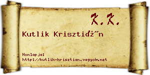 Kutlik Krisztián névjegykártya